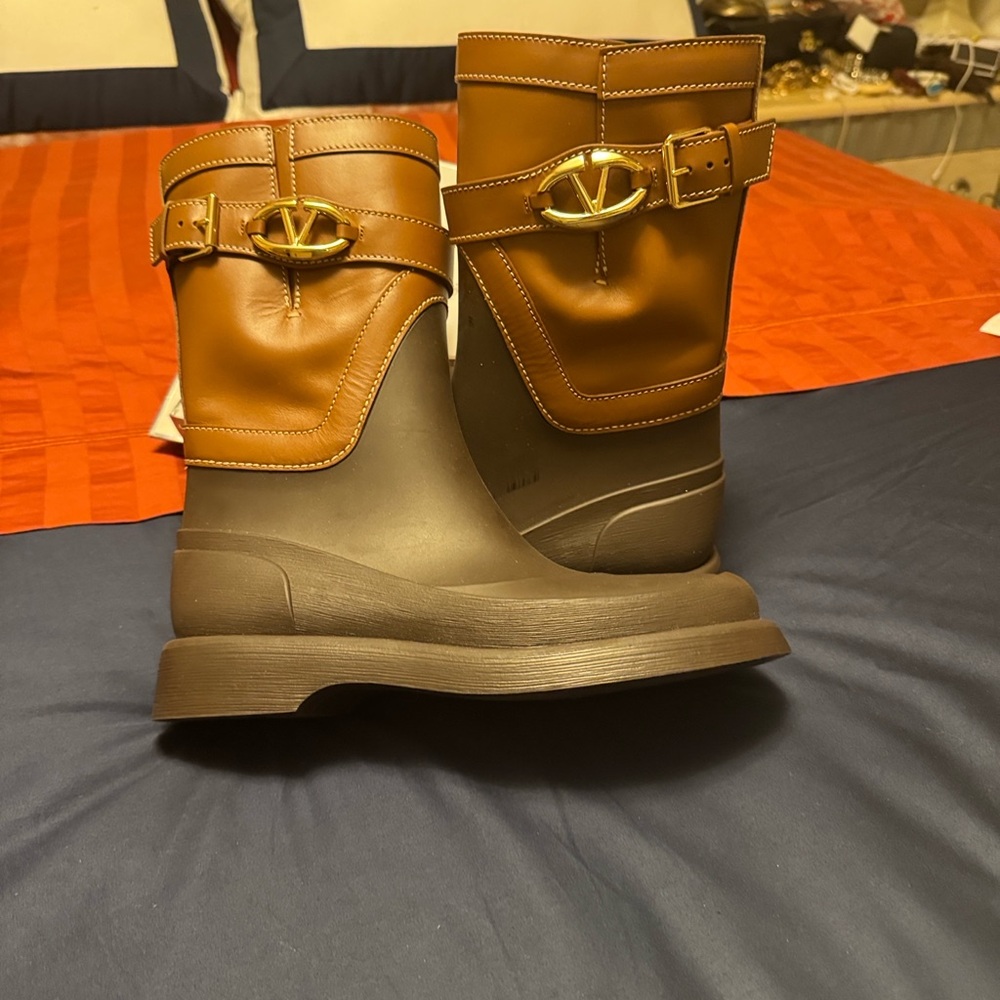 Valentino Brown and Tan Winter Boots